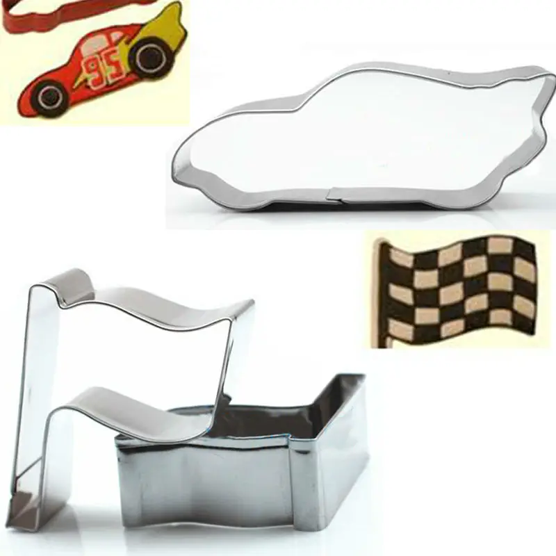 2 шт гоночный автомобиль флаг металлические печенье формы для выпечки торт с