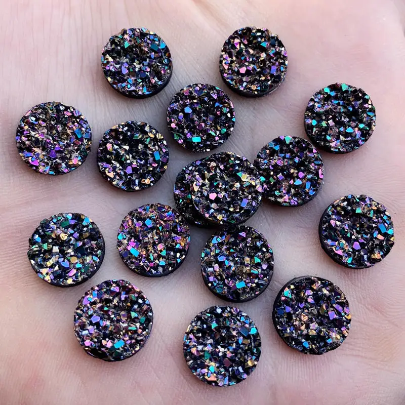 B282 Bling 50 шт 12 мм круглый AB цвета минеральная поверхность смолы Стразы плоский с оборота камень Кабошон DIY Свадебные украшения ремесла-B28 - Цвет: B282