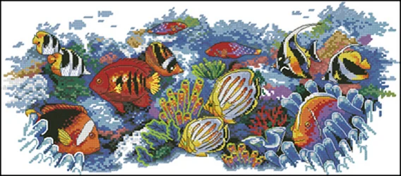 

Needlework,DIY Cross Stitch,Sets For Embroidery kits,11CT&14CT&16CT&18CT,Tropical Fish