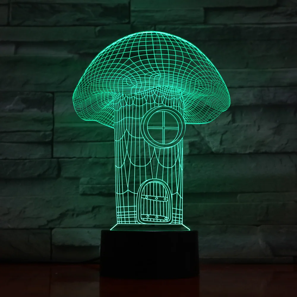 Светодиодная 3d лампа в виде грибов удивительный ночсветильник с оптической