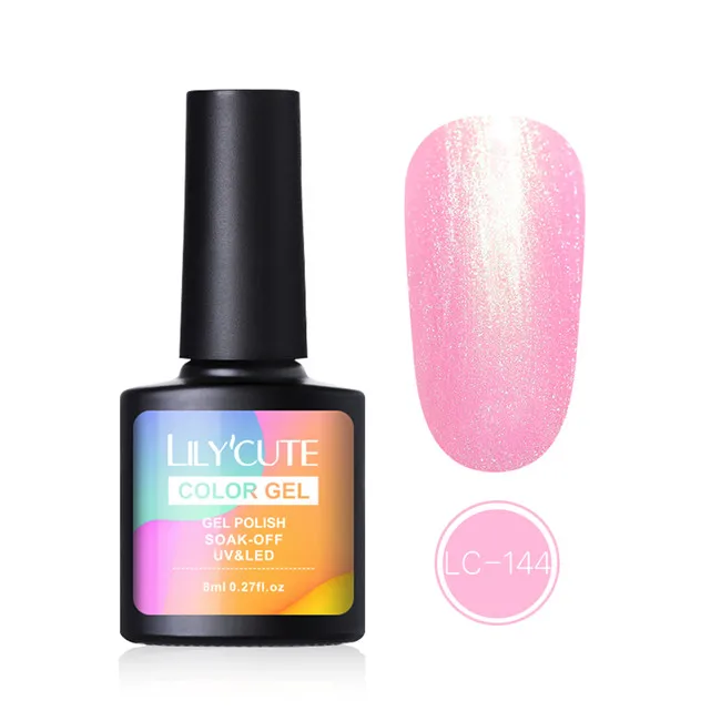 LC 144 LILYCUTE 8 мл гель для ногтей с блестками лак для живого кораллового апельсина чистый цвет для ногтей Полупостоянный отмачиваемый УФ светодиодный гель лак для ногтей - Цвет: LC 144