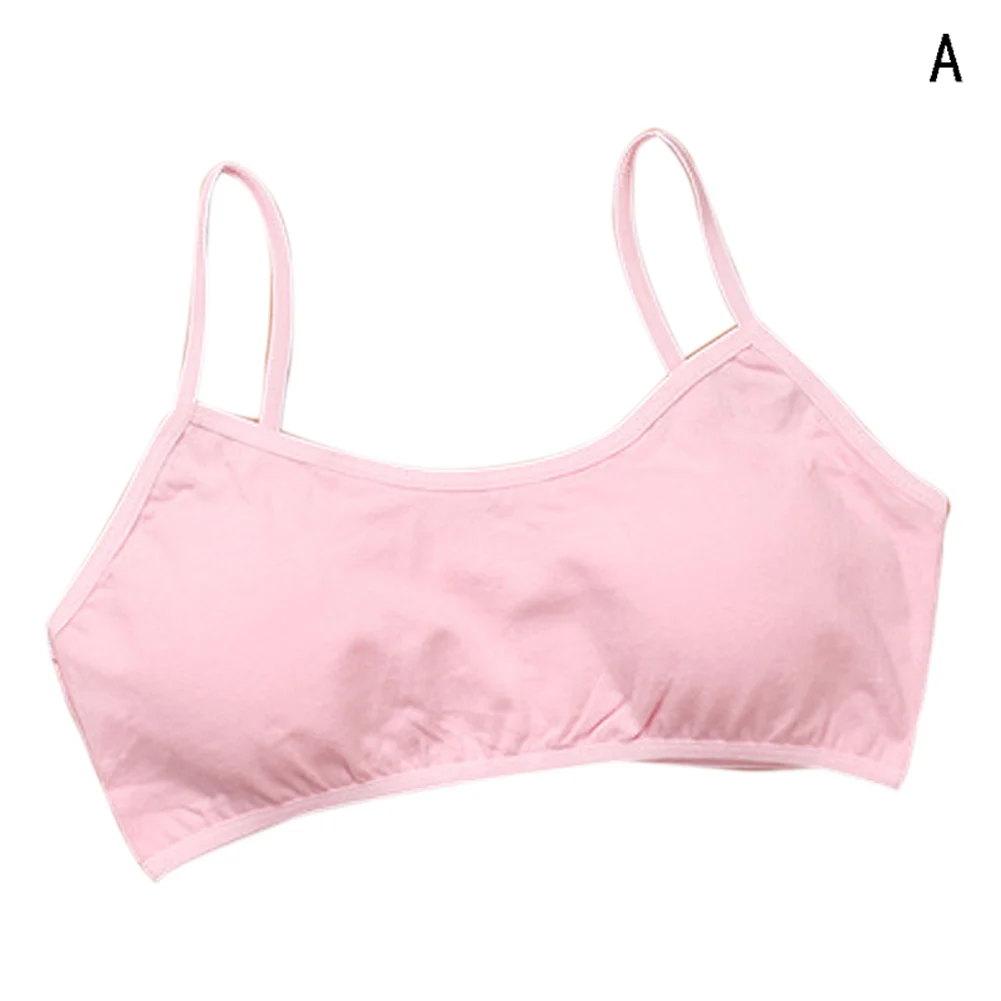 pink A Новинка года; бюстгальтер для девочек; однотонное дышащее хлопковое нижнее белье для девочек; 998 - Цвет: pink A