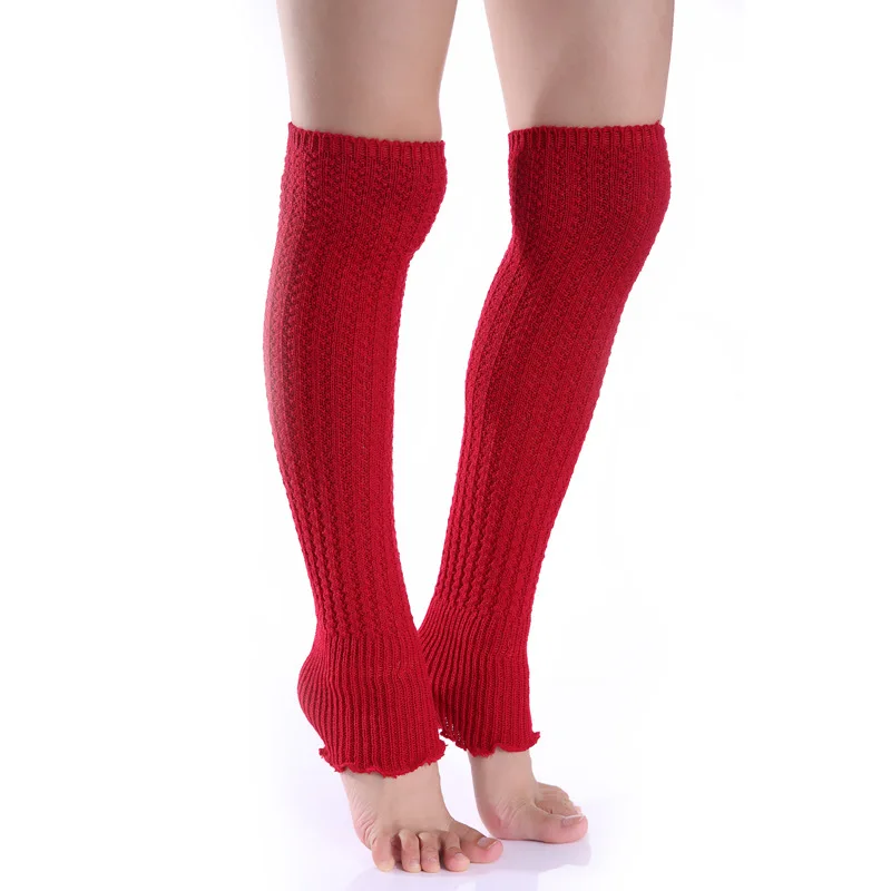 

1pair Fashion Leg Warmers Woman Long Stockings Popular Hemp Flowers Knitting Step Foot Winter Warm Stocking