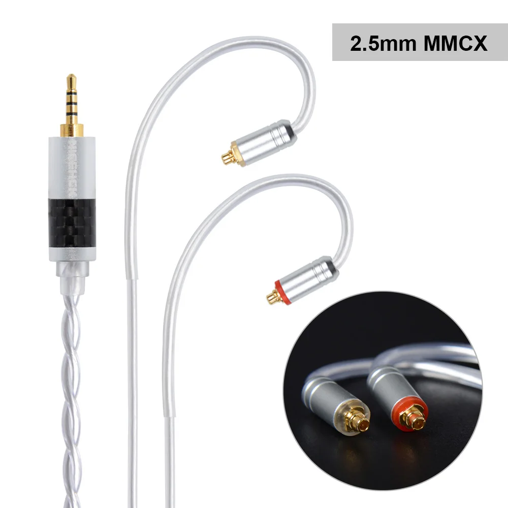 2.5mm plug with MMCX NICEHCK одиночные Кристальные медные Подвески в виде сердца кабель 3,5/2,5/4,4 мм разъем MMCX/2Pin разъем для KZZSXZS10 CCAC16 NICEHCK NX7 - Цвет: 2.5mm plug with MMCX
