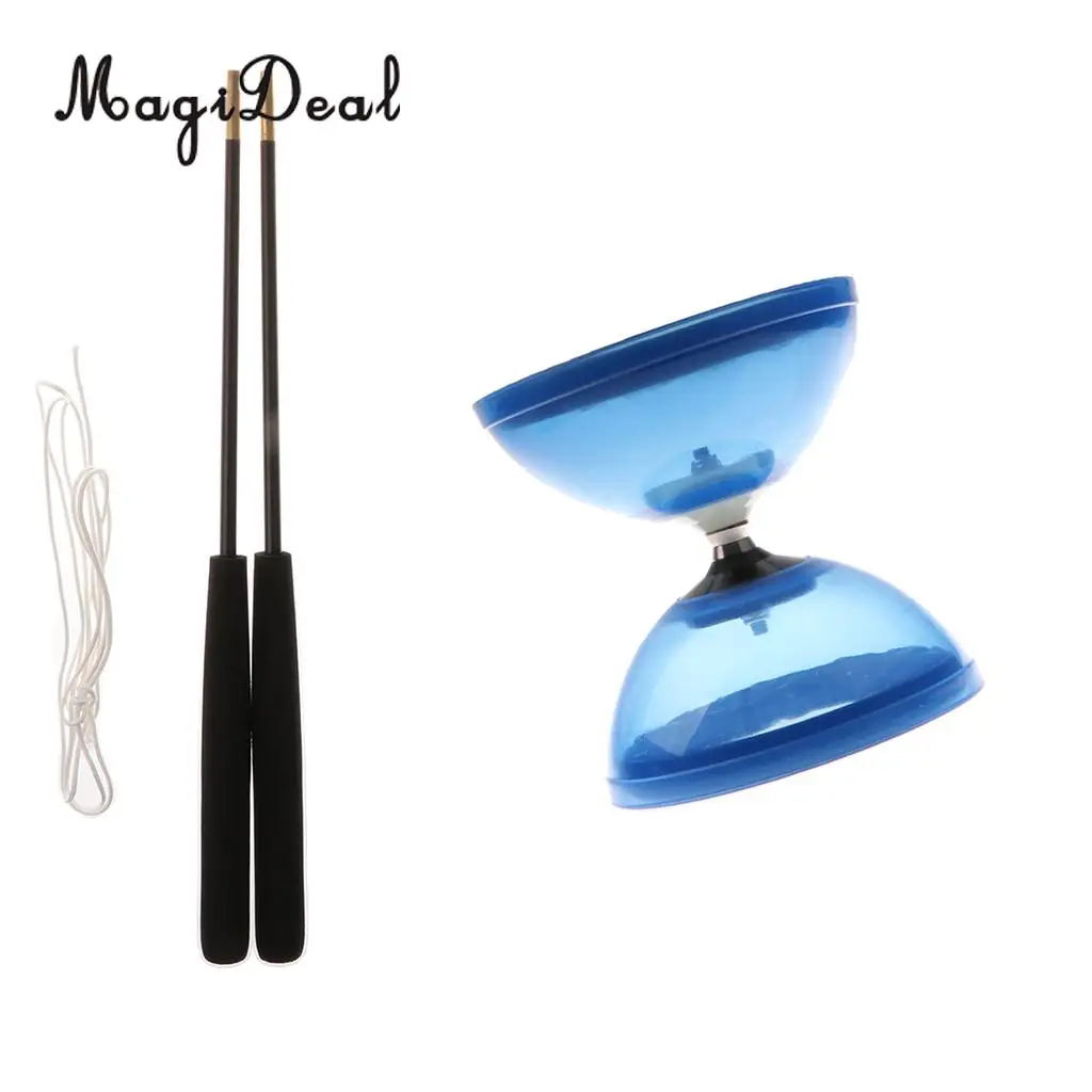 Blue Классический китайский YoYo 1-Bearing Diabolo набор с алюминиевыми палочками и веревкой для детей, детей, взрослых пожилых людей парк игрушка - Цвет: Blue
