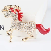 red tail horse crystal charm pendant purse bag car key ring chain jewelry accessories weddding party holder keyfob gift