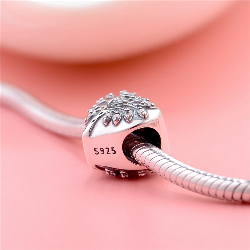 Бусина Шарм семейное дерево с прозрачным цирконием подходит для оригинального