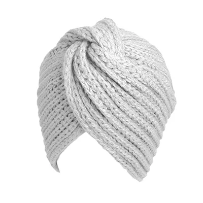 Light Gray Мусульманская зимняя шапка теплая вязаная шапка бини сна тюрбан после химиотерапии головной убор Рак больные - Цвет: Light Gray