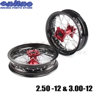 15mm12mm hole rims 2 50 12inch 3 00x12inch front and rear wheel with red cnc hub for crf dirt bike