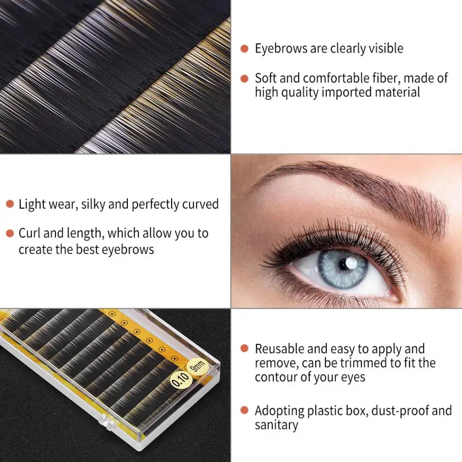 Натуральные Черные Накладные брови искусственные для наращивания ресниц 0 10