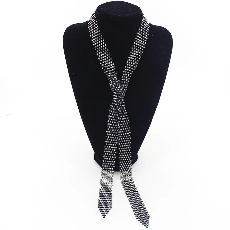 Для женщин певица Bling блестящие шеи галстук с С кристалалми и стразами съемный