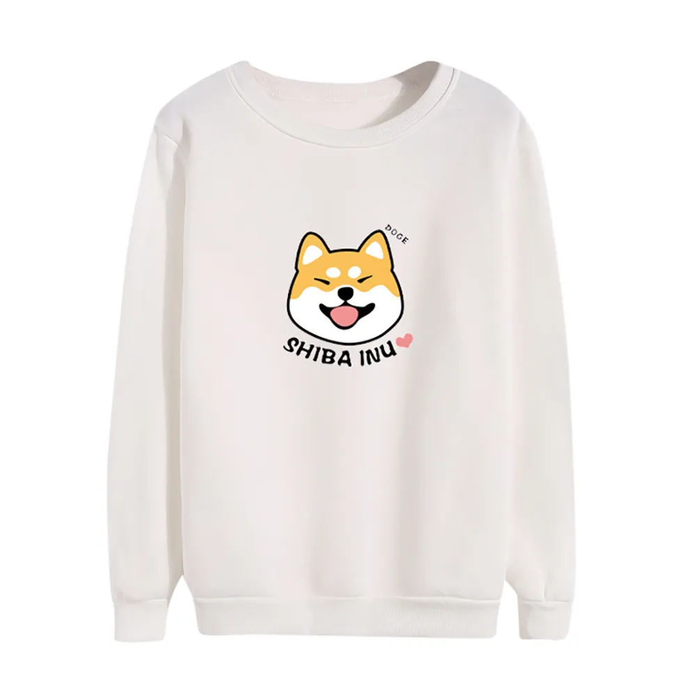 Для женщин осень WintercCute собака Письмо печати с длинными рукавами и круглым