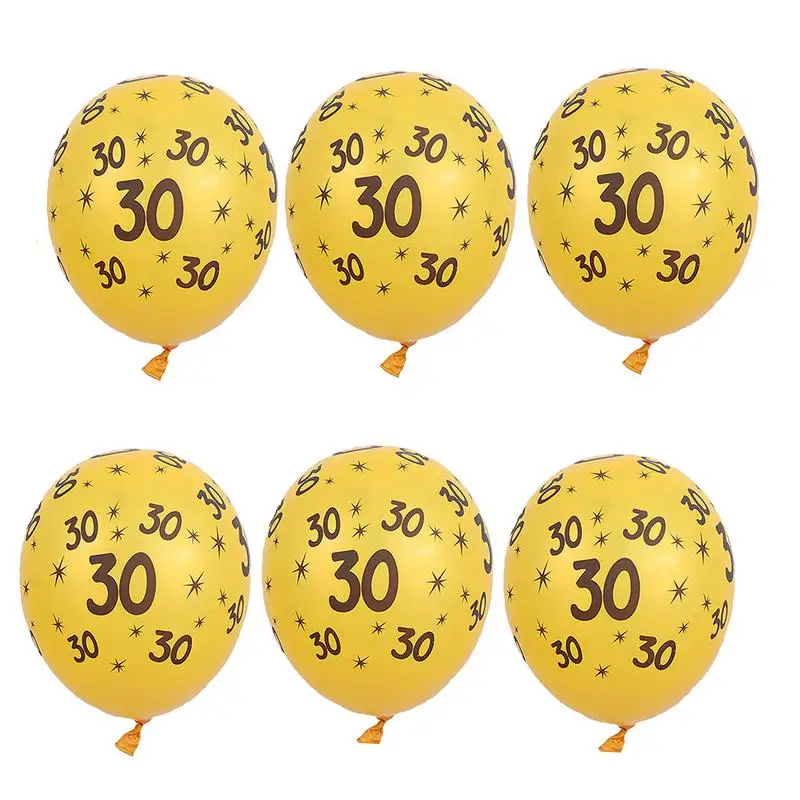 10 PCS/ Pack Golden And Black Balloon Print 30 40 50 60 Digital Latex Ball Birthday Party Decorated Wedding Anniversary Scene | Дом и сад