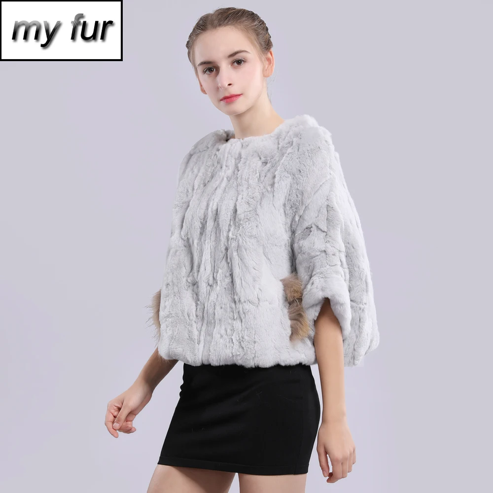 2020 Новый стиль осень-зима леди из натуральной Настоящий мех кролика пончо для