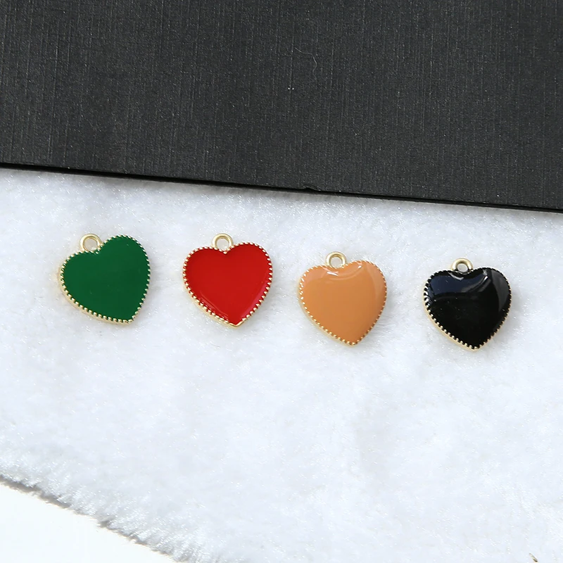 

New Arrival 40pcs/lot 18*19MM New Lovely Enamel Alloy Heart Charms DIY Jewelry Findings Gold Tone DIY Bracelet Earring Pendants