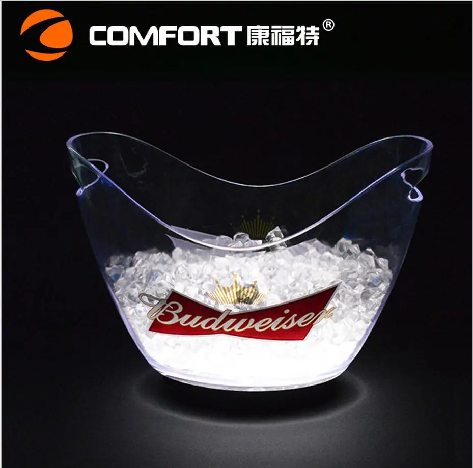 Лидер продаж большие 8л светодиодный ведер для льда акриловая светящаяся бочка