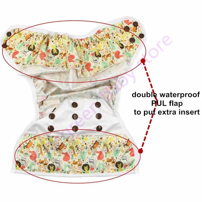 3 шт. водонепроницаемый детский подгузник Детские подгузники с краями и двойной
