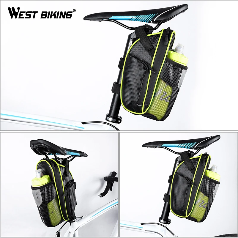 WEST BIKING велосипедная седельная сумка, велосипедная подседельная сумка, MTB дорожный велосипед, заднее сиденье, водонепроницаемая сумка для бутылки, велосипедная седельная сумка