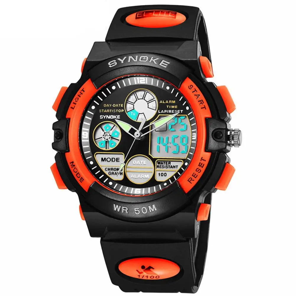 Waterproof Digital Analog Dual Time Date Alarm Luminous Kid children Boy Girl sport Electronics Wrist Watch dropshipping | Наручные часы
