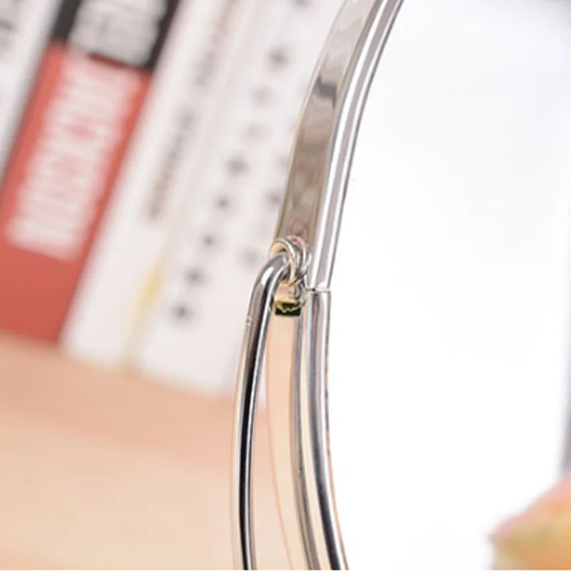 

6/8 inch Metal Frame Mirror Desktop Round Double Mirror Simple Women Makeup Mirrors Home Decor Mirror One Side Can Magnifier