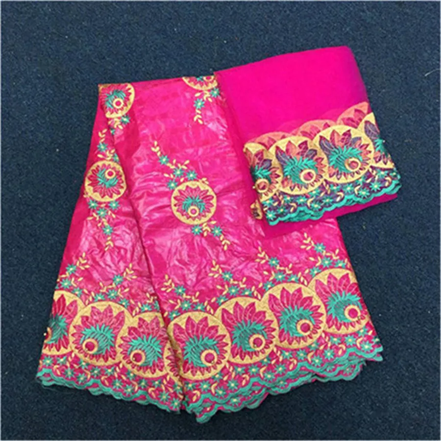 Women bazin riche brocade brode guinea fabric high quality lace nigerian gele headtie for women 5+2yards/lot | Дом и сад