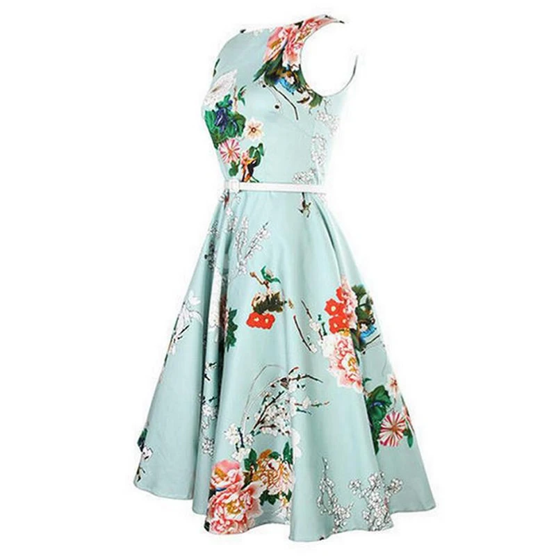 Лето Цветочные платья женщин 2017 Ретро старинные рукавов 50 s 60 dress vestidos рокабилли