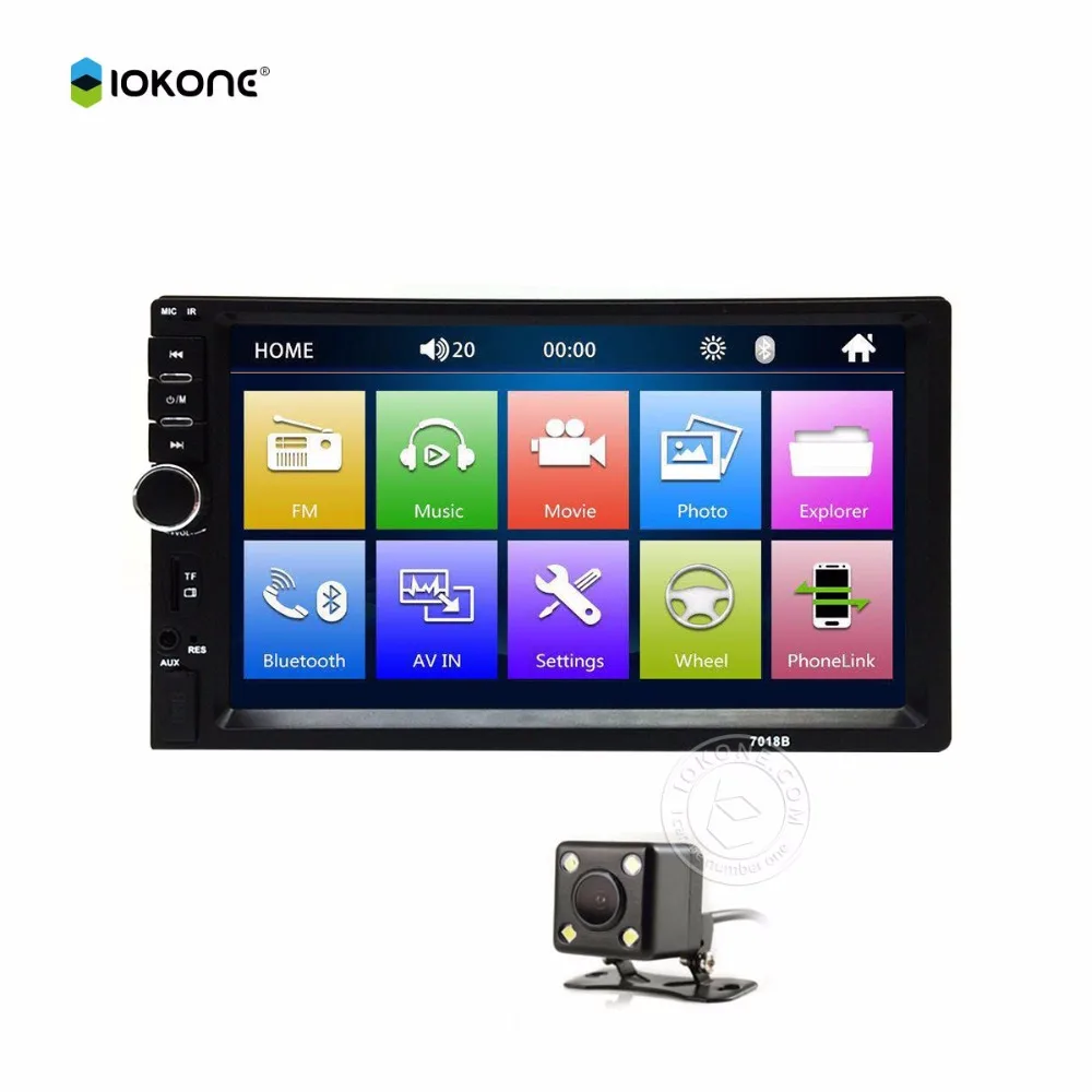 IOKONE 7 дюймов автомобиля радио 2din кассетный магнитофон MP5 сенсорный экран 7018B bluetooth