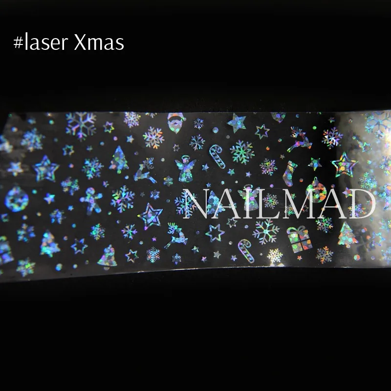 laser Xmas 1 рулон 4 см* 100 см Лазерная Рождественская Снежинка Фольга для ногтей с рождественским снеговиком переводная Фольга для ногтей переводная наклейка - Цвет: laser Xmas