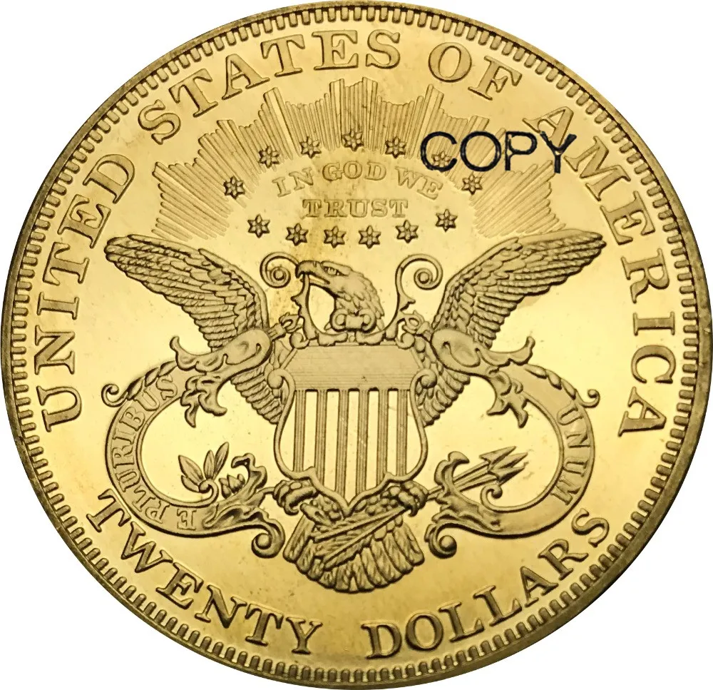 1897 1897 s United States 20 Dollars Liberty Head Double Eagle with motto TWENTY DOLLARS Brass Metal Copy Coins