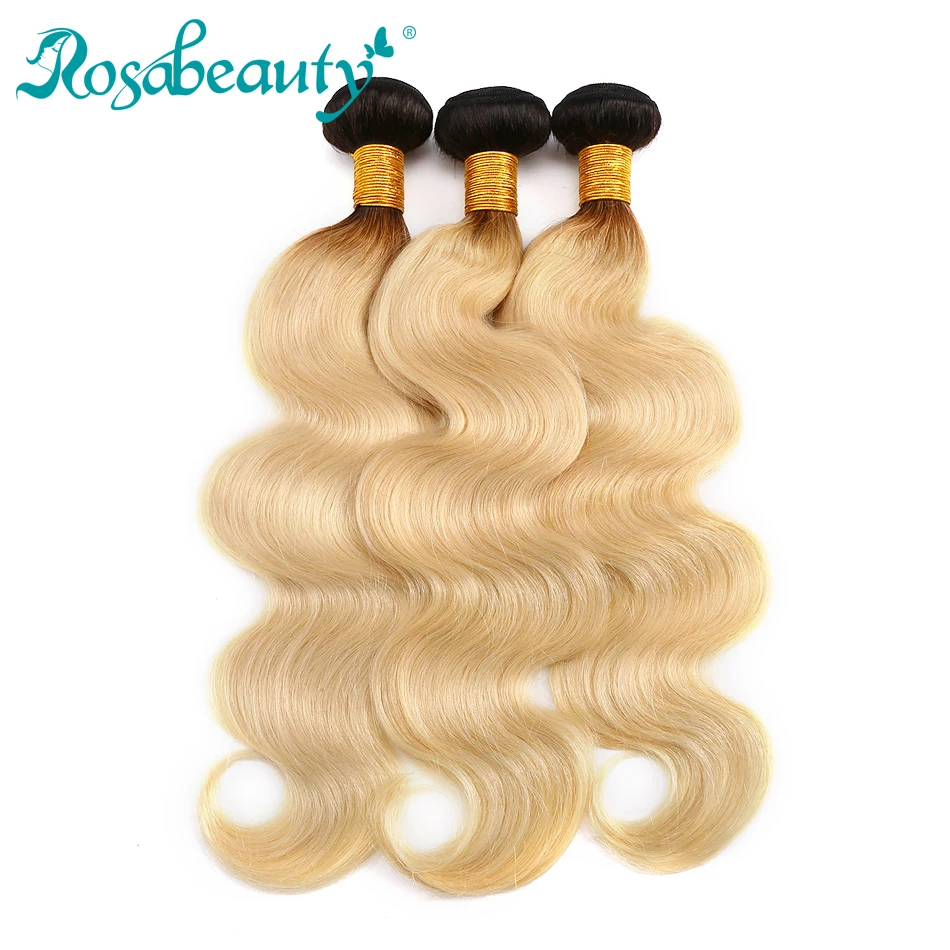 Rosabeauty пучки волос &quotомбре&quot T1b/#613 темные корни волосы цвета блонд для