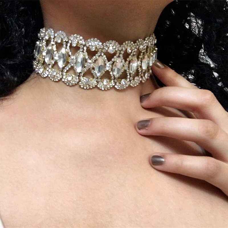 Женское винтажное ожерелье чокер с кристаллами и подвеской нагрудником