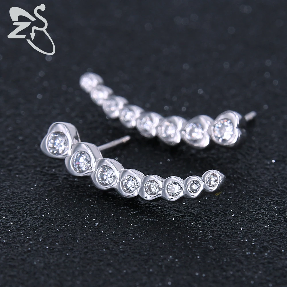 Женские серьги гвоздики из серебра 925 пробы с фианитами|silver ear studs|zirconia studsear studs |