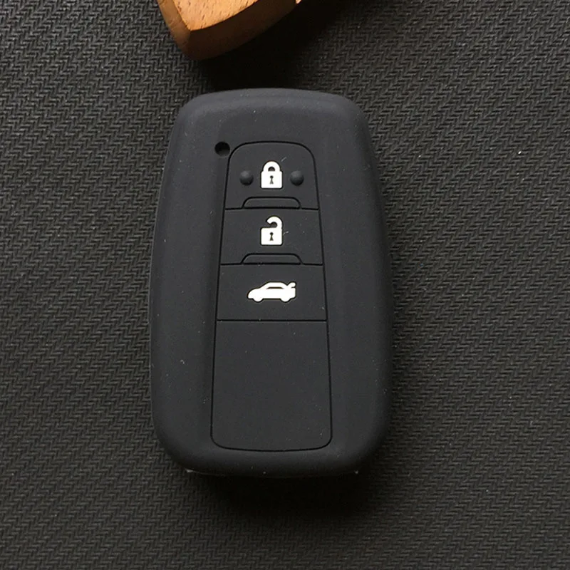 Черный silicone car key cover case for toyota Camry new Prado Avalon Remote Fob Cover 3 Button - Название цвета: Черный
