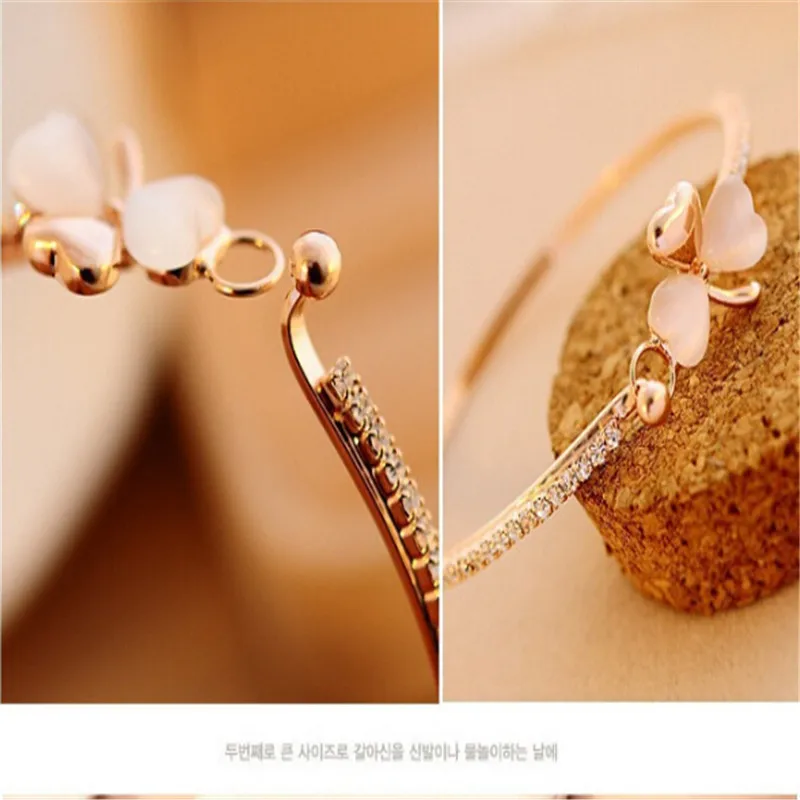 1 pc High Quality Elegant Clover Bracelets for Women Rose Gold Color Brass Chain Bangles Fashion Jewelry Valentine's day Gift |