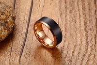 high quality fashion black and rose gold tungsten steel ring wedding bands 8mm tungsten carbide rings for men party jewelry
