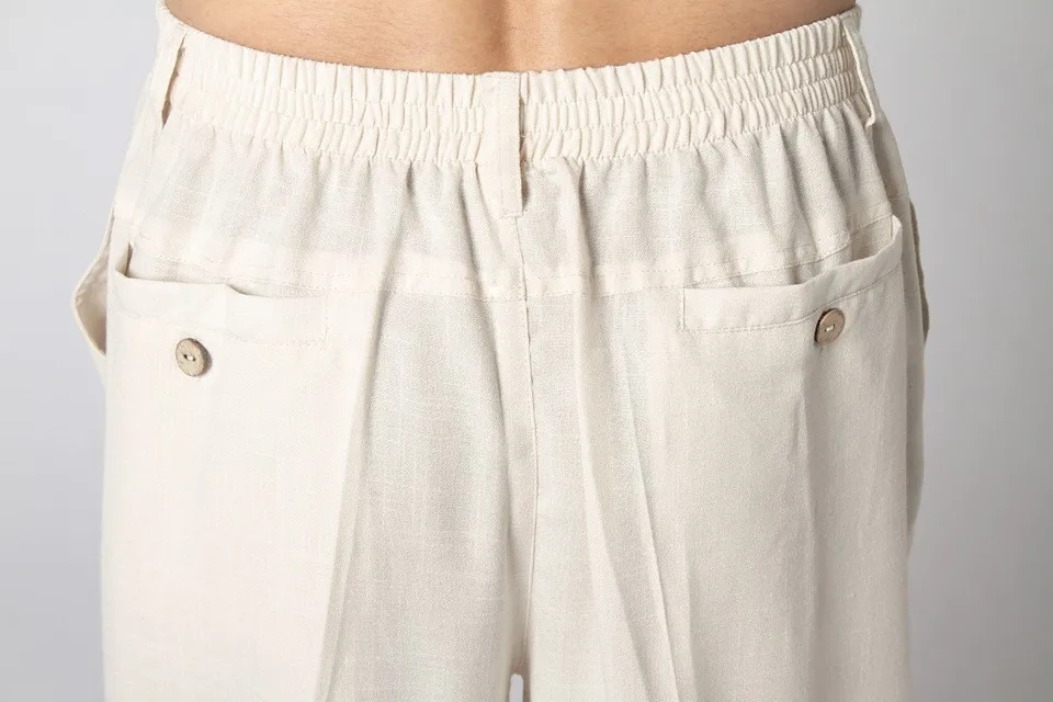 Лидер продаж бежевые традиционные китайские мужские брюки кунг фу повседневные