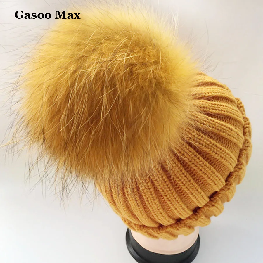 2017 зимняя меховая шапка с помпоном для женщин шерстяная хлопковая большая
