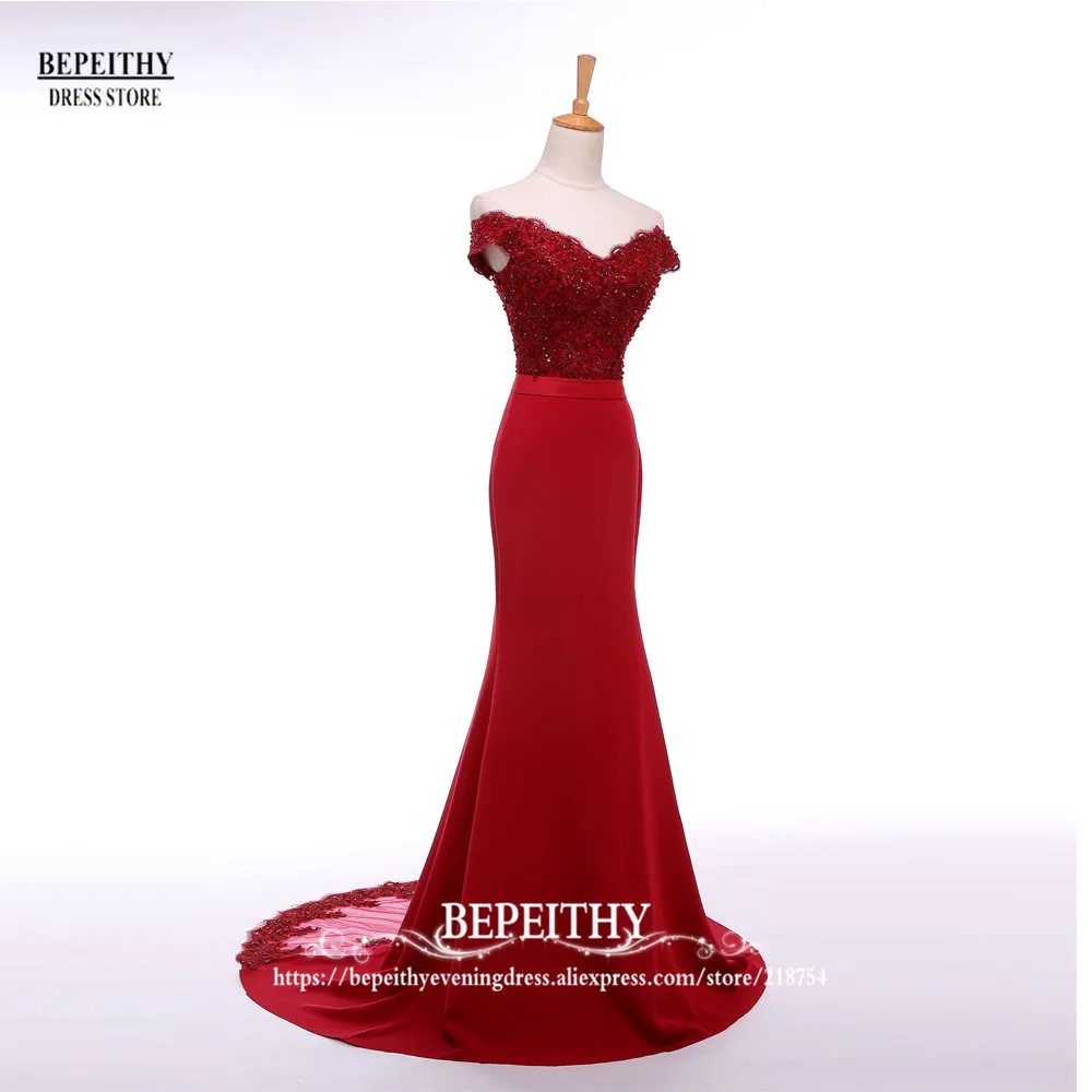 BEPEITHY, сексуальное платье с открытыми плечами и длинное вечернее платье вечерние элегантные, ручная работа, платье-Русалка с бисером для выпускного вечера халаты-быстрая - Цвет: Photo Color