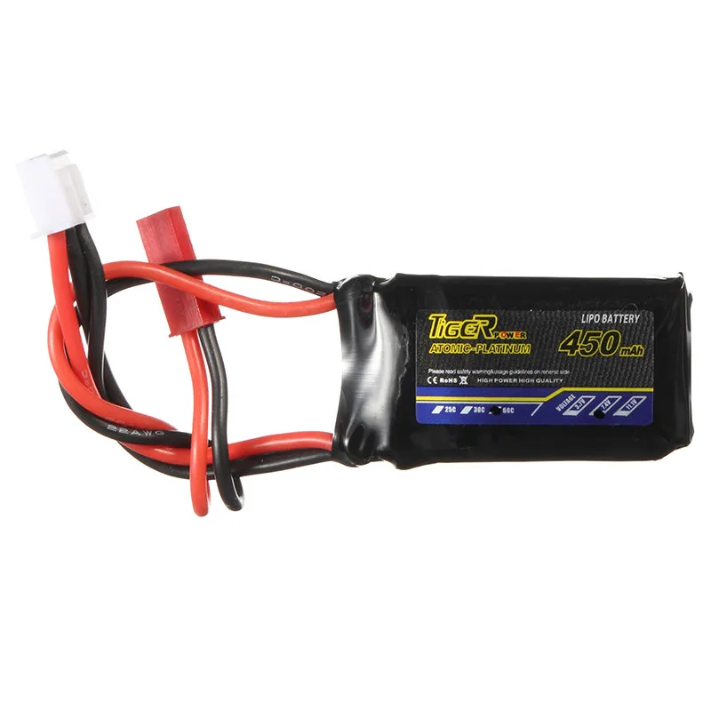 

Rechargeable Lipo Battery Tiger Power 7.4V 450mAh 60C 2S Lipo Battery JST Plug