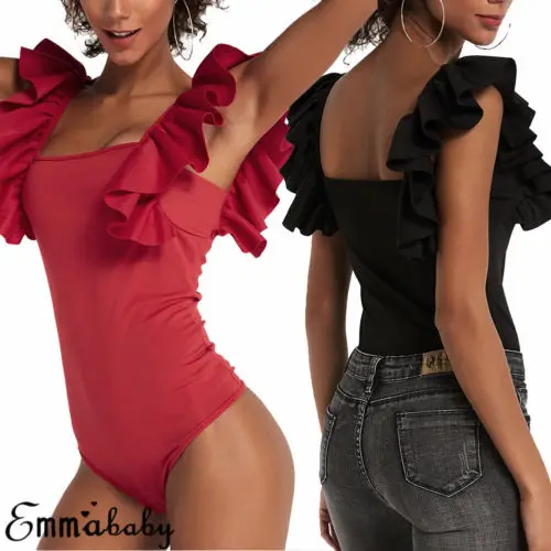 Соблазнительные женские летние танкини 2019 бикини однотонное боди с оборками на