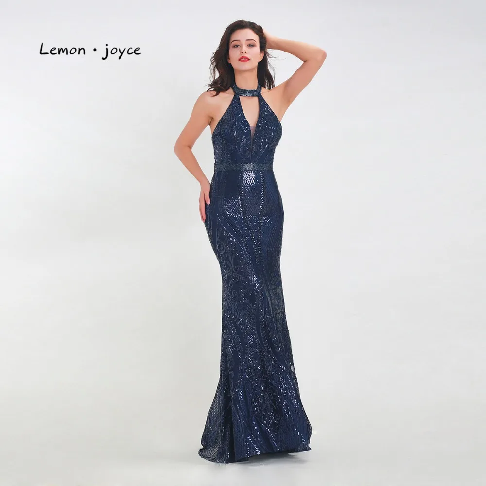 Женское вечернее платье-Русалка Lemon joyce темно-синие вечерние платья с открытой