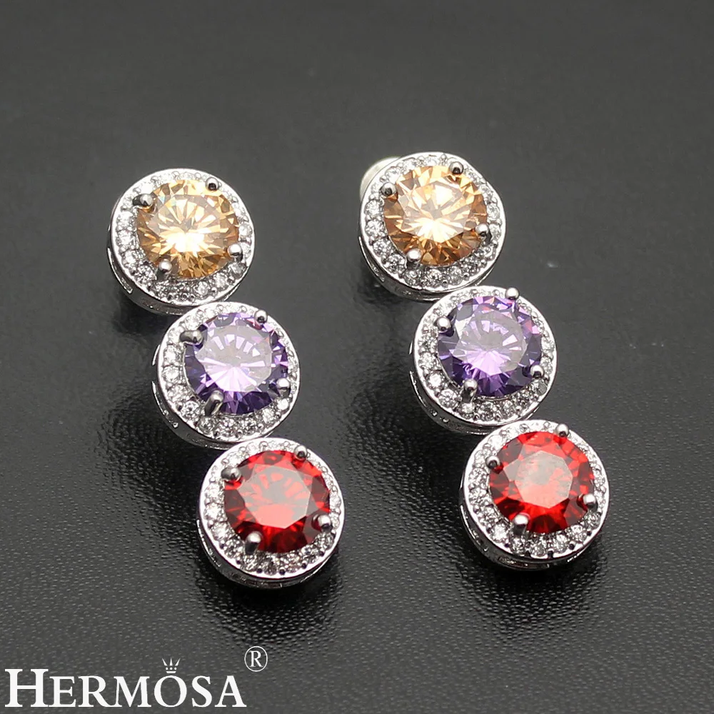 

Hermosa Round Shape Women Jewelry Sets Natural Morganite PinkKunzite Amethystt Silver Color Necklace Bracelet Earring