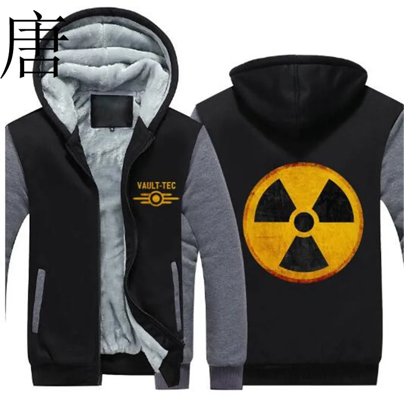 Новая брендовая игровая видео Fallout Nuclear Radiation Symbol утепленная толстовка Fallout Vault-Tec теплая флисовая куртка на молнии с капюшоном