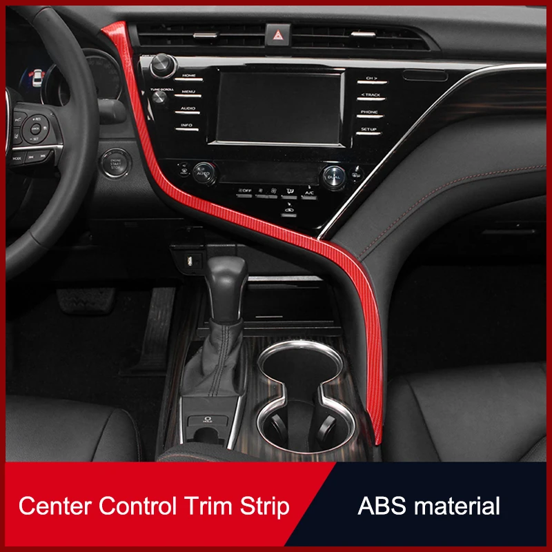 QHCP Car Dashboard Strip Left Air Vent Outlet Trims ABS Decorative Stickers Wood Grain Carbon Fiber Style For Toyota Camry 18-20 |