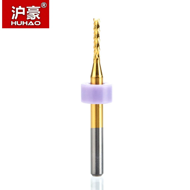 HUHAO 1pc Shank 3.175mm TiN Coating Corn end mill Cutter PCB milling bits for PVC CNC router 0.6mm to 2.4mm mill|pcb bits|milling bitend cutter |