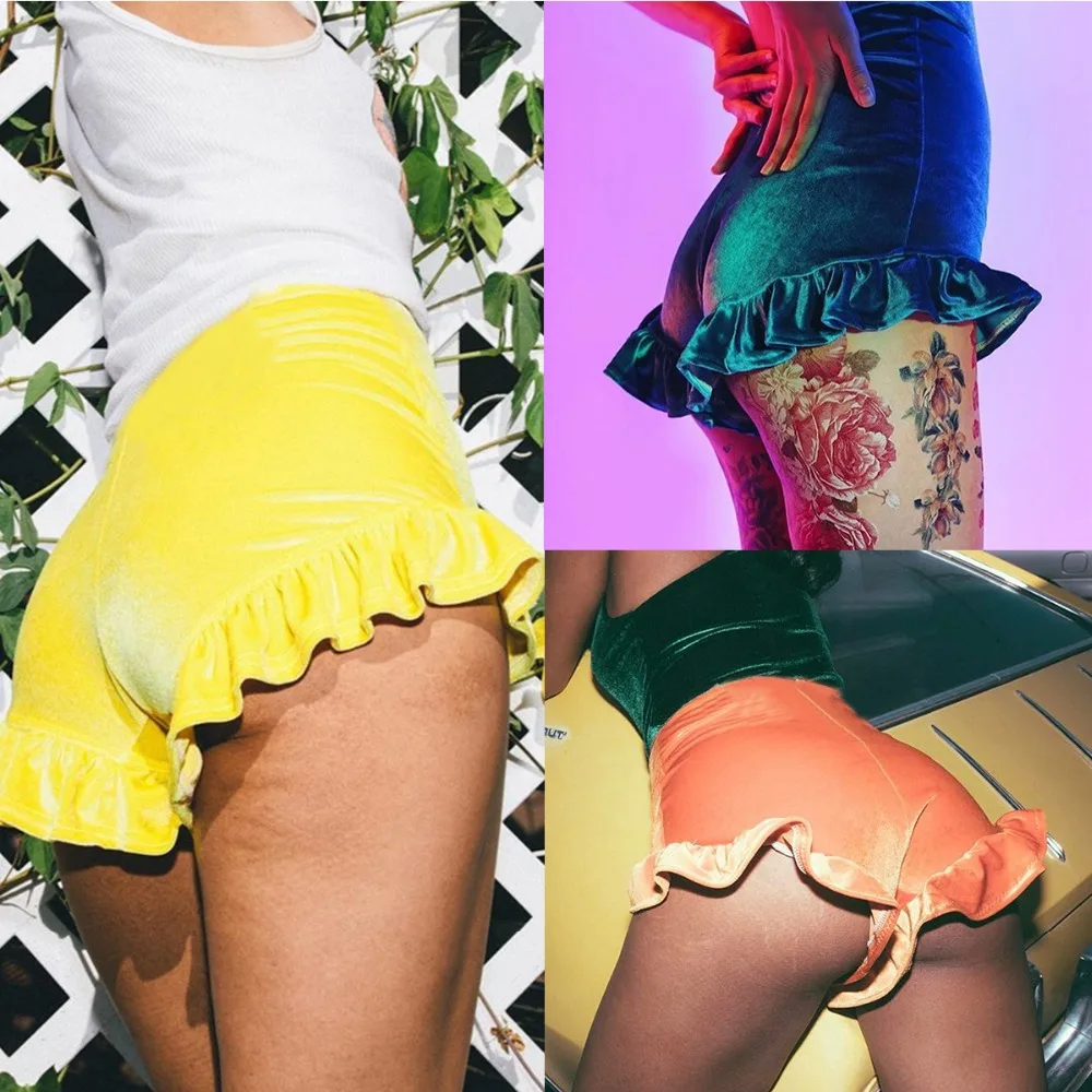 Короткие женские фитнес мягкие блестящие Falbala расклешенные Горячие эластичные