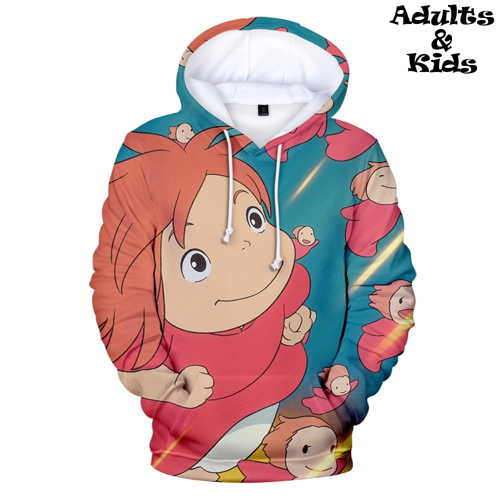 Новинка толстовка с капюшоном Ponyo на скале 3D семейная одежда уличная Толстовка