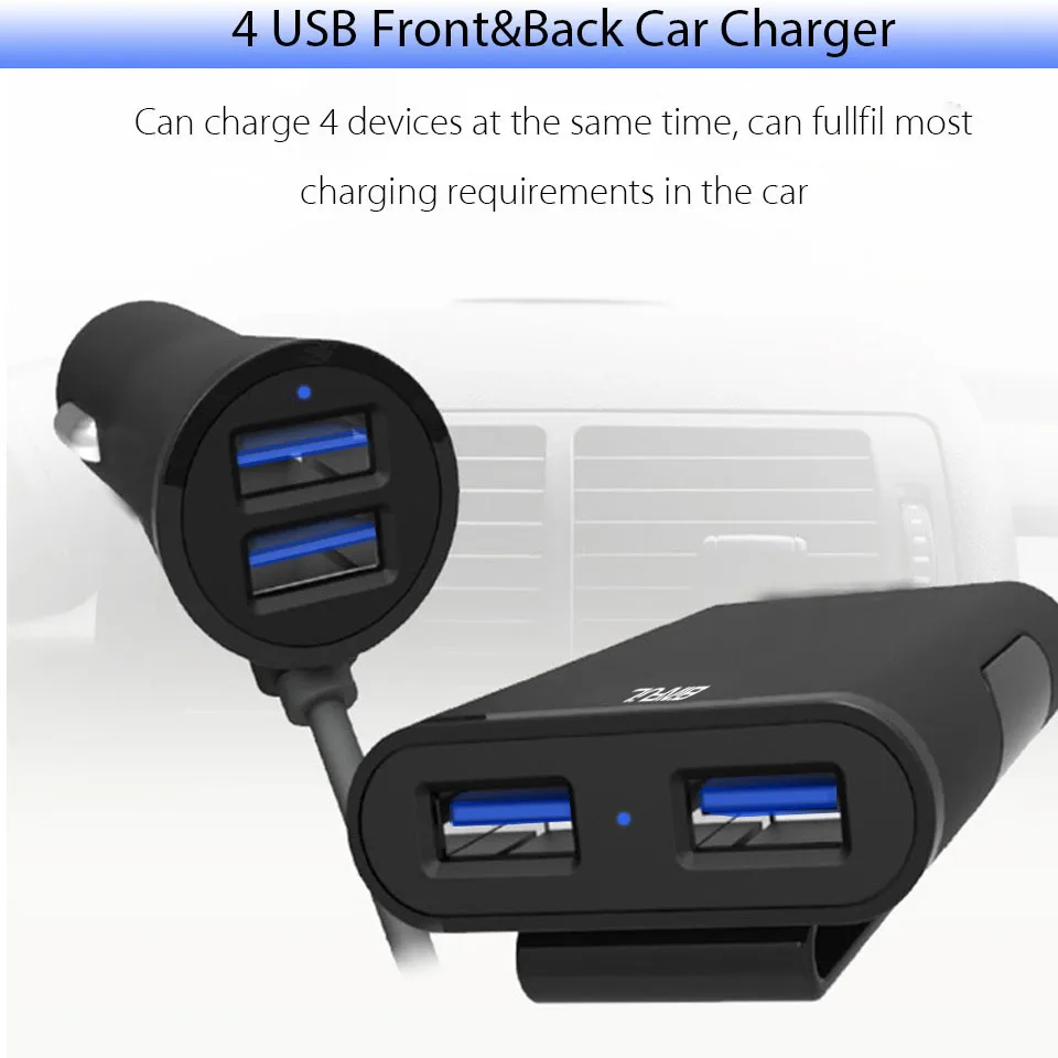 4 зарядных порта USB для автомобиля Зарядное устройство быстрой зарядки 3 0
