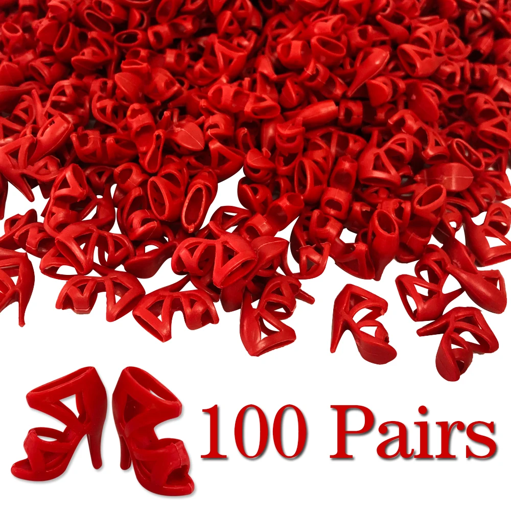 

NK 100 pairs/Set Doll Red Shoes Cute Heels Fashion Sandals For 30cm Doll High Quality Baby DIY Toy