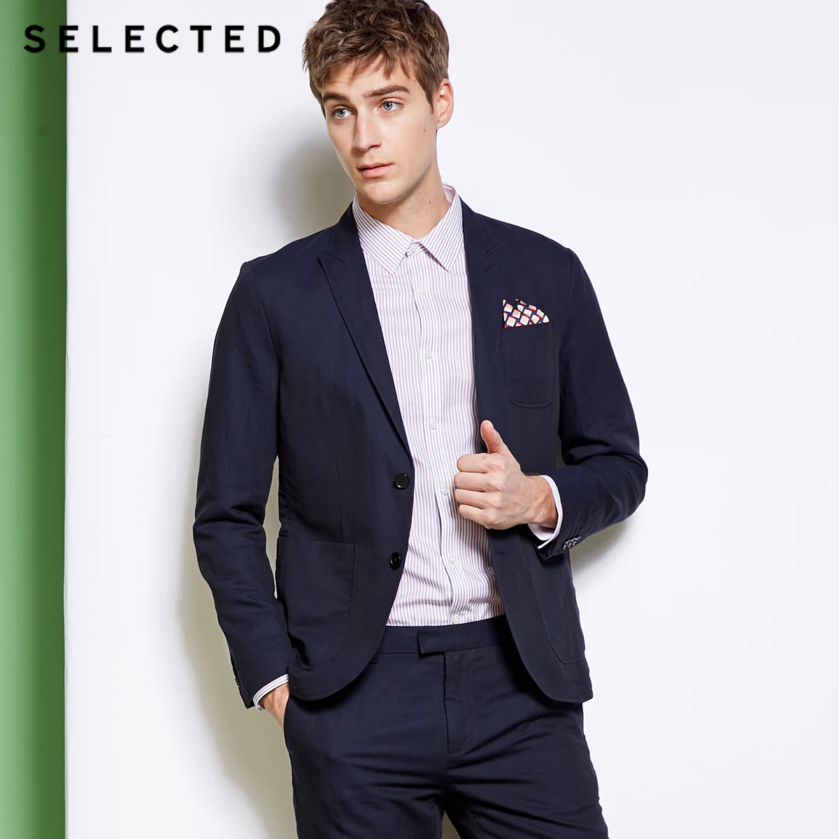 electric blue Мужской Хлопковый и льняной блейзер S | 418272505 - Цвет: electric blue